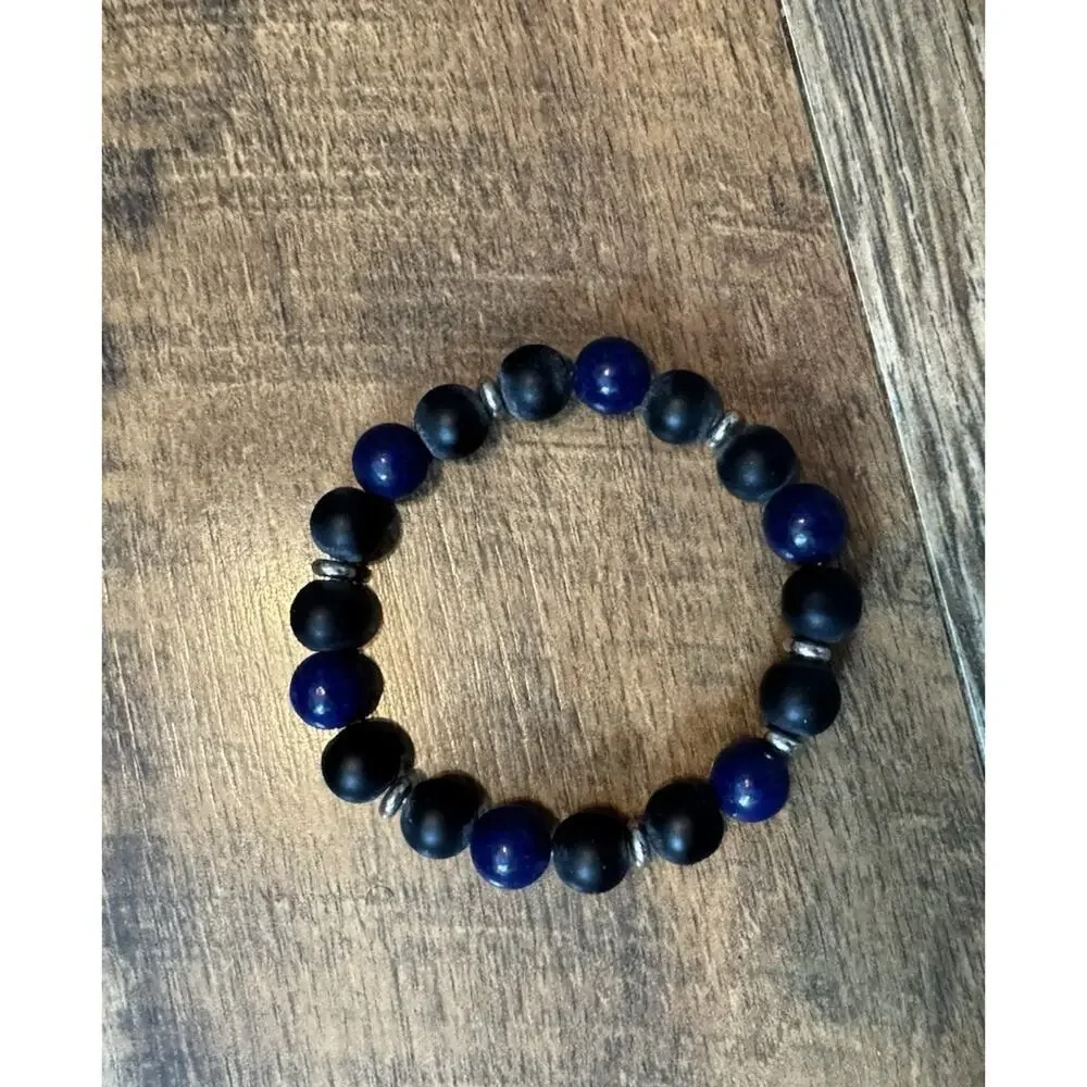 American Exchange Mens Bracelet‎ Blue Black Beads New